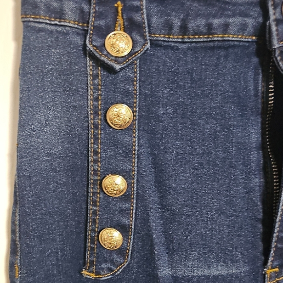 Women's Dark Blue High-Waisted Jeans - Picture 2 of 6